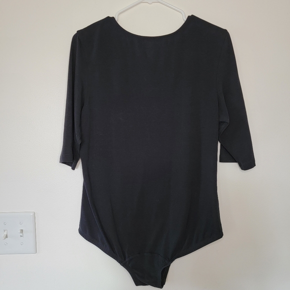 Comfort Choice Black Bodysuit snap closure Size Lg 3/4 length sleeves - Picture 3 of 7